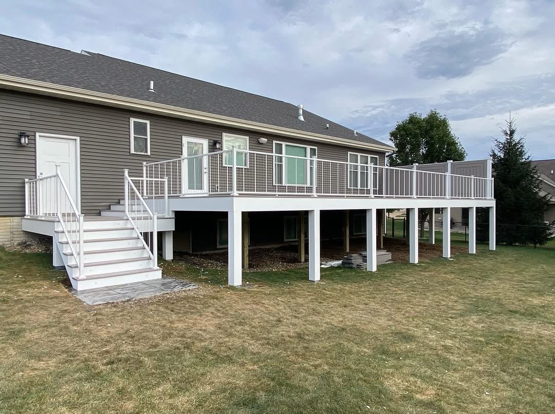 Completed white deck addition